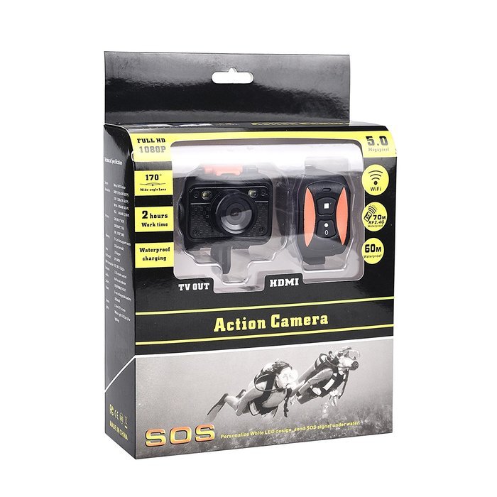 F100 WIFI Action Camera 5.0MP Full HD 1080P 60M Waterproof Sports DV Helmet Cycling N3