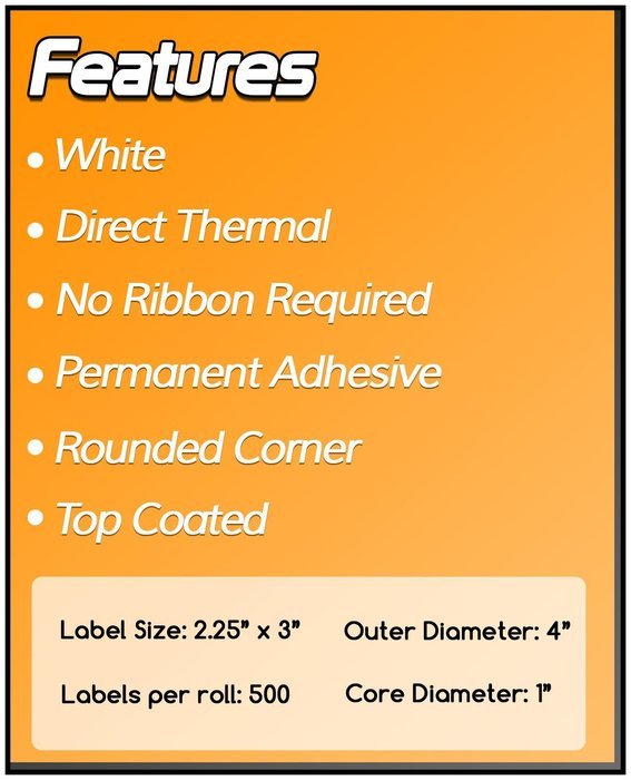 1 Inch Core - 2.25 x 3 Zebra Compatible Direct Thermal Labels 4 Packs for Zebra Desktop Printer GC420d GC420t... N2