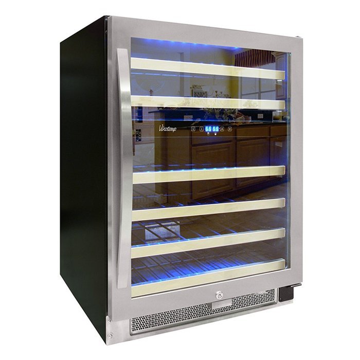 Vinotemp VNTVT-46-2Z-SSDST 46-Bottle Dual-Zone Connoisseur Series Wine Cooler, Stainless Steel N5
