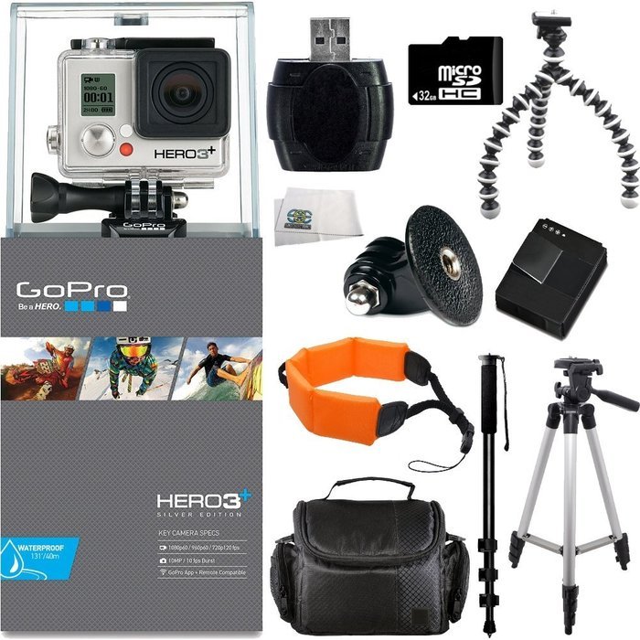 GoPro HERO3+ Silver Edition Camera Kit | CHDHN-302 | + SSE&reg; Accessory Kit Includes: Handheld Monopod, Full Size...