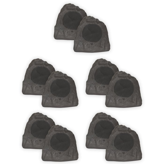 Theater Solutions 10R8L Outdoor Lava 8" Rock 10 Speaker Set for Deck Pool Spa Yard Garden