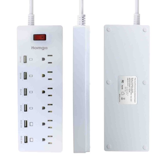 Power Strip, 6-Outlet Surge Protector 6ft Cord Power Strip with 6 Ports USB Charging Station, Universal Power... N5