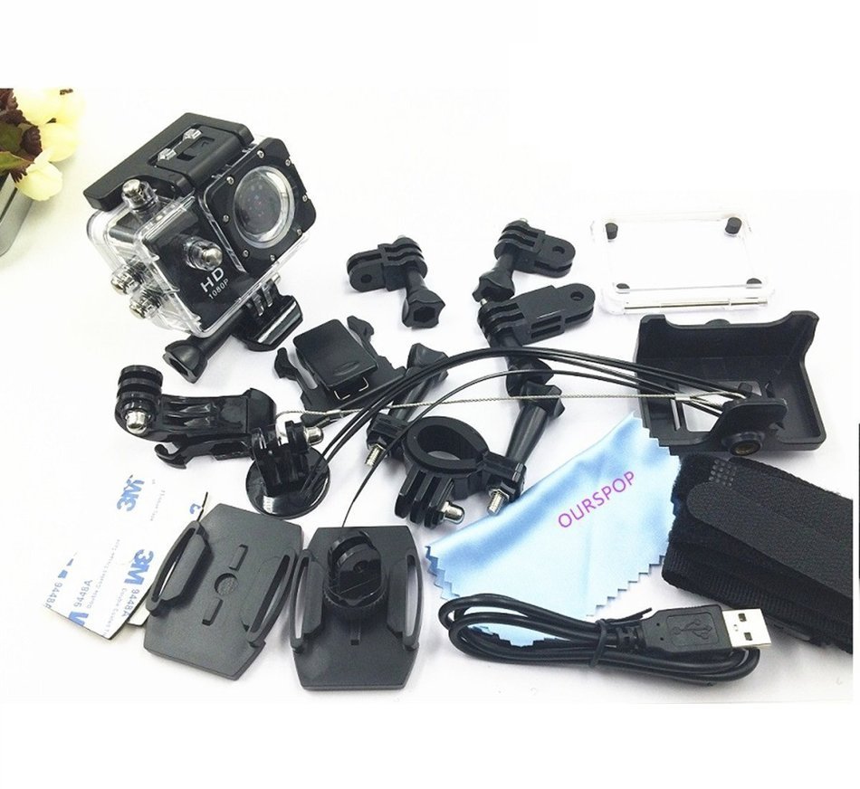 OURSPOP OP-W8 1080P Waterproof Wi-Fi Sports Action 12 MP Video Camera, 1.5" LTPS for Biking, Racing, Black N7