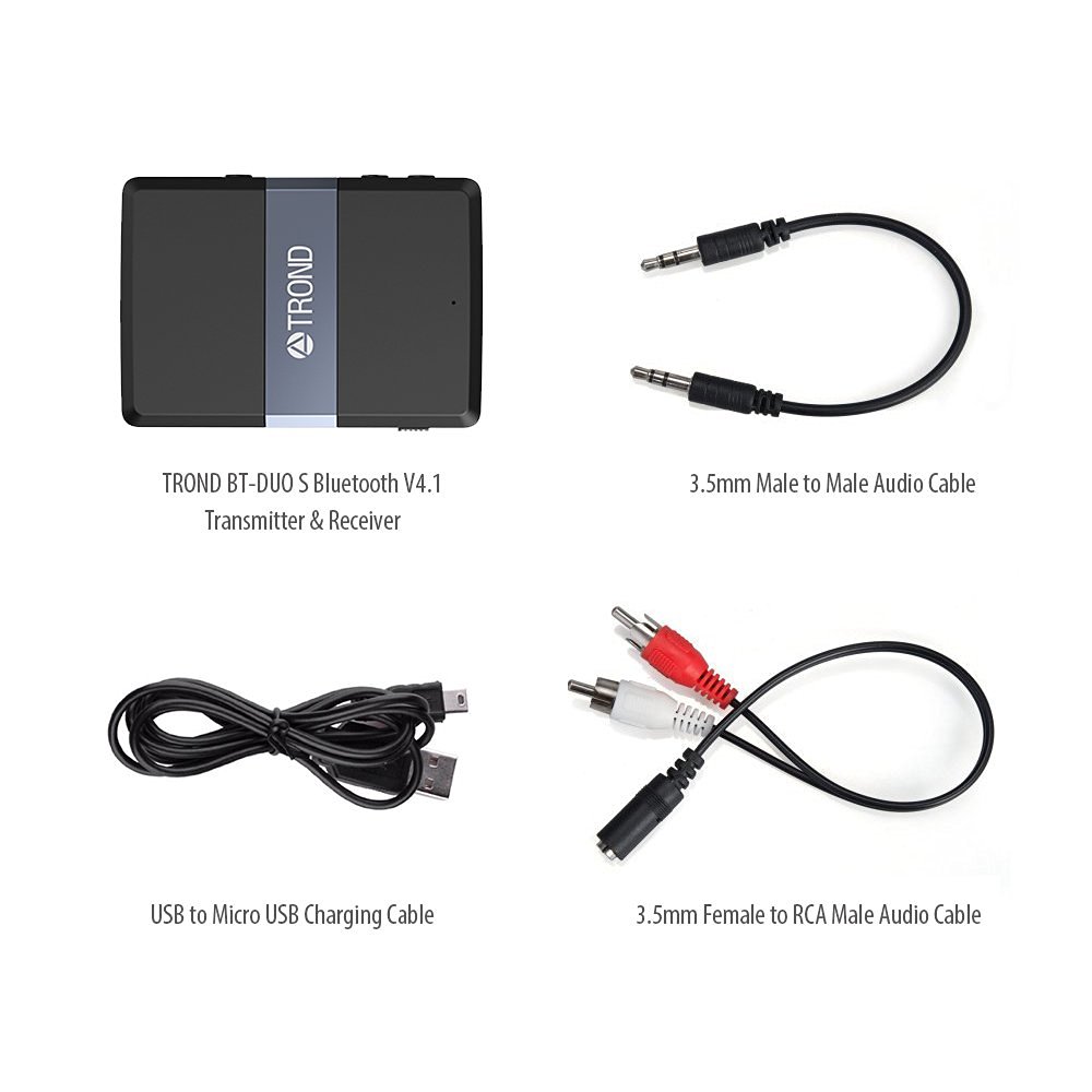 TROND Bluetooth V4.1 Transmitter Receiver / Wireless 3.5mm Audio ...