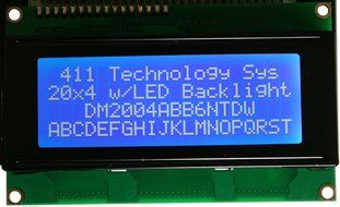HD44780 20x4 White Text on Blue Background LCD