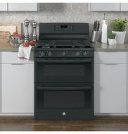 GE JGB860DEJBB 30" Black Gas Sealed Burner Double Oven Range - Convection