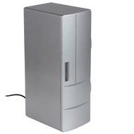 Mini USB LED PC Refrigerator Fridge Beverage Drink Cans Cooler Warmer Silver N5