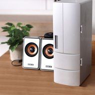 Mini USB LED PC Refrigerator Fridge Beverage Drink Cans Cooler Warmer Silver N6