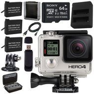 GoPro HERO4 Black + Rechargeable Battery + Dual Battery Charger + Sony 64GB microSDXC + Case for GoPro HERO4 and... N2