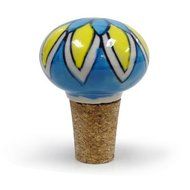 Vinotemp VNTEP-CRSTOP02 Epicureanist Floral Ceramic Bottle Stopper, Blue/Yellow
