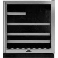 18 Bottle Dual Zone Wine Refrigerator Finish: Black Cabinet With Overlay Glass Door, Hinge Location: Right N2