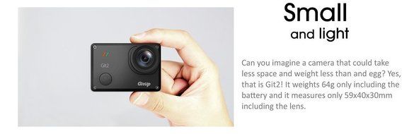 GitUp Git2 2K WiFi Action Camera 1440P 1.5 inches LCD / Novatek 96660 Chipset / IMX206 16.0MP Image Sensor / 170... N3