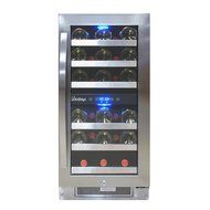 Vinotemp VNTVT-28-2Z-SSDST 28-Bottle Dual-Zone Connoisseur Series Wine Cooler, Stainless Steel N5