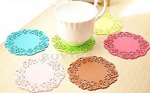 happu-store Classic retro translucent crocheted lace coasters silicone pad insulation coasters N3