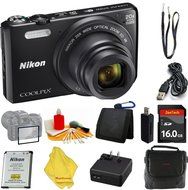 Nikon Coolpix S7000 16 MP Digital Camera with 20x Optical Image Stabilized Zoom 3-Inch LCD (Black) + Case+16 GB...