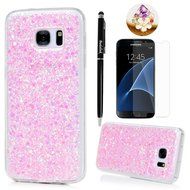 Badalink Galaxy S7 Case Shiny Glitter Sparkle Powder Series Shockproof Drop Protection Soft TPU Rubber Protective... N17