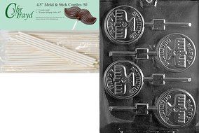 Cybrtrayd R071 Happy Chanukah Candle Lolly Chocolate Candy Mold with Exclusive Cybrtrayd Copyrighted Chocolate... N5