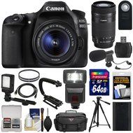 Canon EOS 80D Wi-Fi Digital SLR Camera &amp; 18-55mm IS STM + 55-250mm IS STM Lens + 64GB + Battery + Case + Tripod... N2