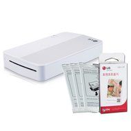 [Printer+Paper SET] New LG Pocket Photo Printer 3 PD251 [White] (Follow-up model of PD241T PD239) + LG Zink Photo...