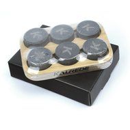KALREDE Whiskey Stones Set of 6 Circular Drink Rocks for Chilling Wine or Any Other Beverages with a Wooden Tray... N7