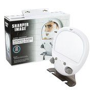 Sharper Image Shower Radio &ndash; FM and AM Radio &ndash; Anti-Fog Mirror and LED Light &ndash; Adjustable Accessory Tray &ndash; 8.6...