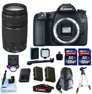 Canon 70D + Canon 75-300mm III Telephoto Zoom Lens + 2 32GB Transcend SD Memory Cards + LED Video Light + Spare...