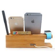 TuoP@ Bamboo Wood Charging Stand, 3 in 1 iPhone 7 /7 plus 6/6 plus 6s/6s plus 5/5s Apple Watch 2/1 Stand Cradle... N3
