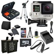 GoPro HERO4 Silver + AHDBT-401 Replacement Lithium Ion Battery + External Rapid Charger + 64GB microSD Class 10...