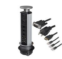 Tabletop Power Data Center Pulling Pop Up Power Socket 2 US Plugs 3 RJ45 Ports DHMI +VGA PTabletop Safe Hidden... N2