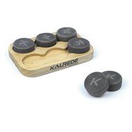 KALREDE Whiskey Stones Set of 6 Circular Drink Rocks for Chilling Wine or Any Other Beverages with a Wooden Tray... N8