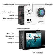 Action Camera, D158 4K Sport Camera Full HD 1080P 2.0 Inch Display Wide Angle Wifi Mini Camera N5