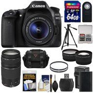 Canon EOS 80D Wi-Fi Digital SLR Camera &amp; 18-55mm IS STM + 55-250mm IS STM Lens + 64GB + Battery + Case + Tripod... N5