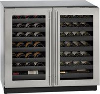 U-Line U3036WCWCS00B 35.4375" Built-In and Freestanding Wine Cooler with 62 Bottle Capacity, in Stainless Steel