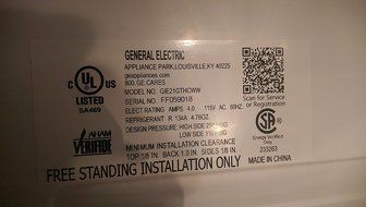 Ge REFRIGERATORS 2480946 21.2 Cu. ft. Top-Freezer Refrigerator, White, Reversible Door Swing N5