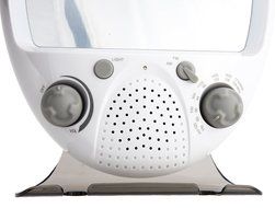 Sharper Image Shower Radio &ndash; FM and AM Radio &ndash; Anti-Fog Mirror and LED Light &ndash; Adjustable Accessory Tray &ndash; 8.6... N4