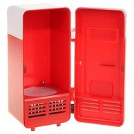 ThreeH New Mini Red USB Fridge Cooler Beverage Drink Cans Cooler/Warmer Refrigerator for Laptop PC Computer Red... N6