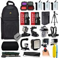 Opteka 3x Batteries + Filters + 64GB Memory + Handgrip + Case + Monopod + Chest Strap + Head Strap + Tripod +...