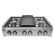 Cosmo (S9-6) 36 in. Pro-Style Gas Rangetop with 6 Burners, with Removable Griddle and Wok Accessories in Stainless... N4