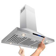AKDY 36" Island Mount Stainless Steel Both Side Range Hood W/Baffle Filter Remote Control Kitchen Stove Vent N2