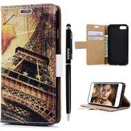 iPhone 7 Case (4.7 inch) - Wallet Folio Flip Premuim PU Leather Case Colorful Print Design with Stand Magnetic... N89