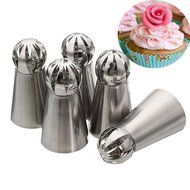 Russian Icing Piping Nozzles Tips Set by AIQI, Sphere Ball Russian Tips Stainless Steel, Pastry Cake Fondant Cupcake... N3