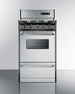 Summit TTM13027BKSW 20" wide gas range with sealed burners, stainless steel doors, and deluxe backguard; replaces... N4