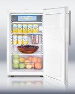 Summit CM411LFRADA: ADA compliant 20&quot; wide freestanding refrigerator-freezer with a lock, custom door for slide-in...