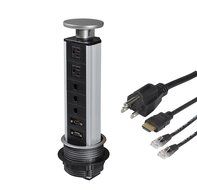 Tabletop Power Data Center Pulling Pop Up Power Socket 2 US Plugs 3 RJ45 Ports DHMI +VGA PTabletop Safe Hidden... N3