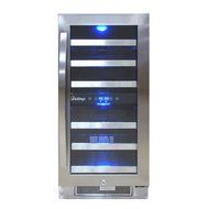 Vinotemp VNTVT-28-2Z-SSDST 28-Bottle Dual-Zone Connoisseur Series Wine Cooler, Stainless Steel N6