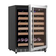 KingsBottle 98 Bottle Single Zone Wine Cooler, Black with Glass Door N6