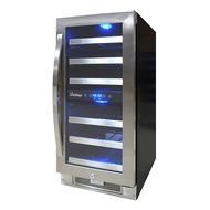 Vinotemp VNTVT-28-2Z-SSDST 28-Bottle Dual-Zone Connoisseur Series Wine Cooler, Stainless Steel N8