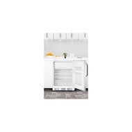 Summit CT66JBISSTB: Built-in undercounter refrigerator-freezer with white cabinet, stainless steel door, and towel...