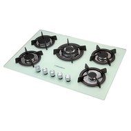 Windmax 30" Kitchen White Tempered Glass 5 Burners Built-in NG/LPG Gas Cooktops-Ship from US N2
