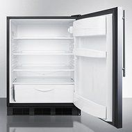 Summit FF6B7SSHVADA: Commercially approved, ADA compliant all-refrigerator in black for freestanding use, with...